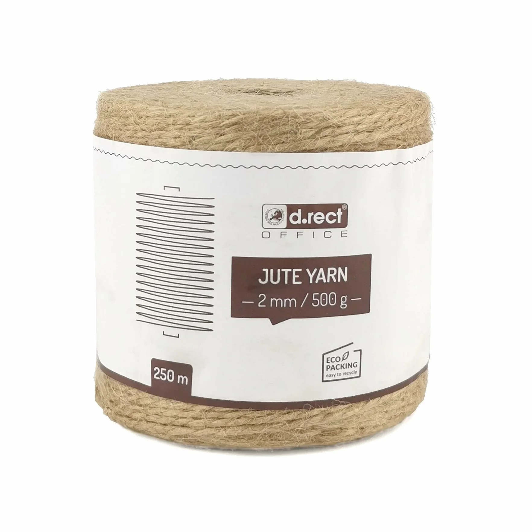 D.RECT 110727 Cuerda de Yute | 2mm, 250m | Natural Yute Twine | para Fotos, Regalos, Manualidades, Cuerda de jardinería Bricolaje