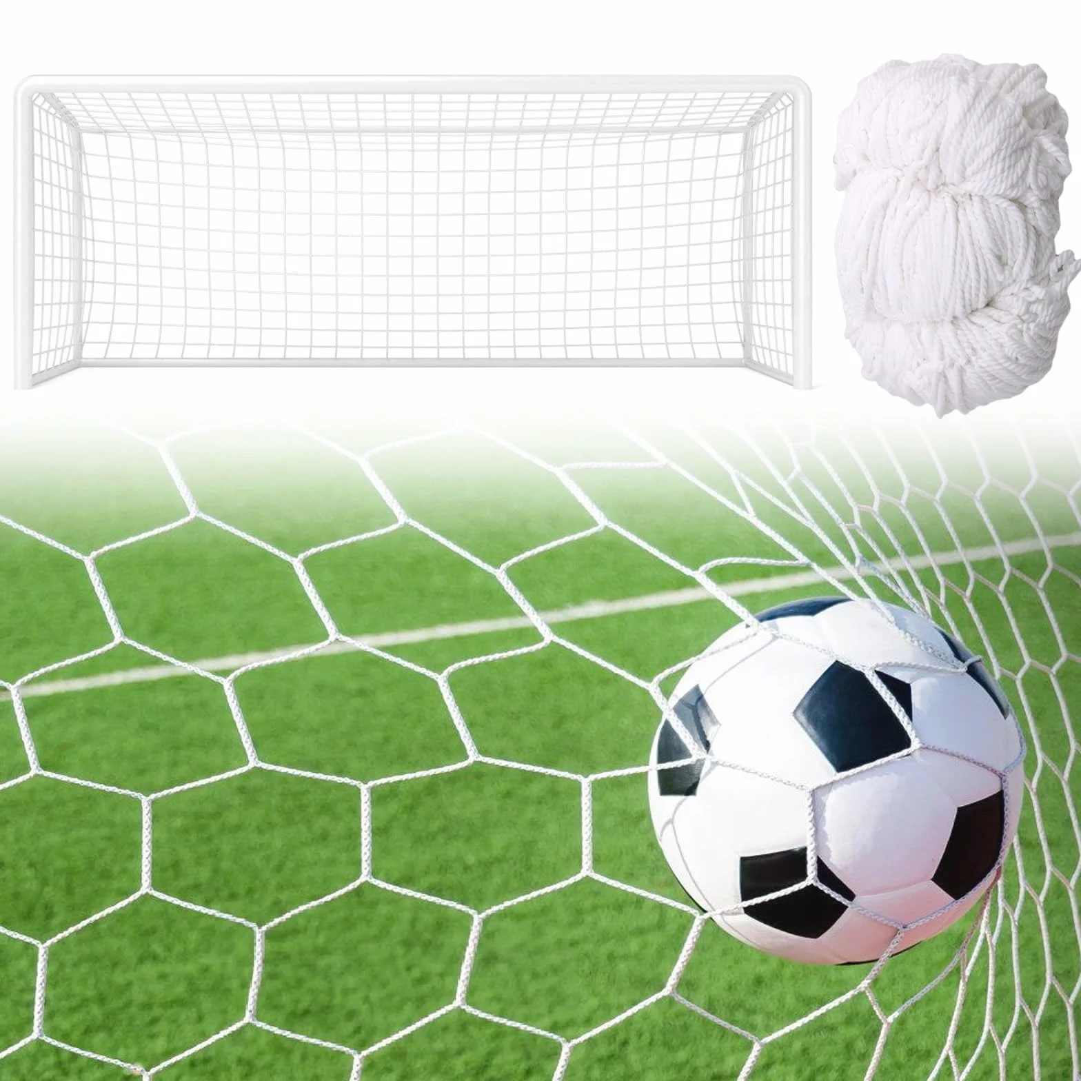 Red de repuesto para portería de fútbol 180 x 120 cm resistente a desgarros