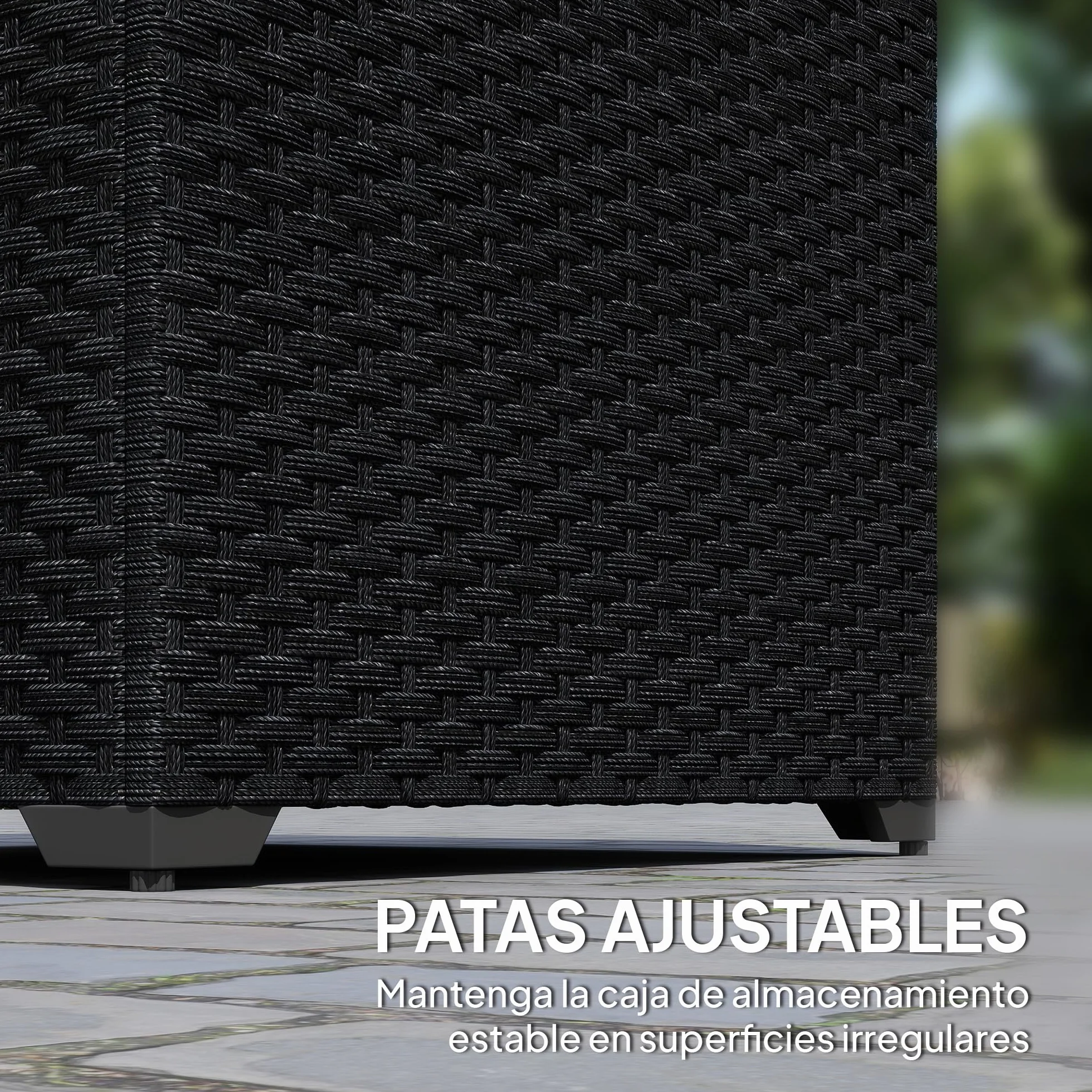 Outsunny Baúl de Almacenaje Exterior de Ratán Sintético de 253L, Arcón Exterior con Varilla Hidráulica, Forro con Cremallera y Marco de Acero, Carga 50 kg, para Jardín, Terraza, 72x72x70 cm, Negro