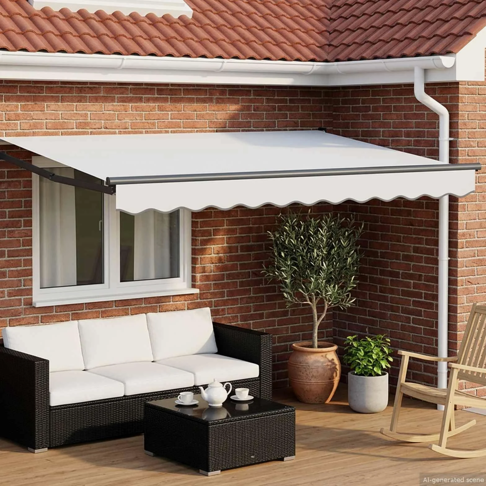 Toldo eléctrico extensible blanco 3 x 2,5 m con sensor de clima LED, marco de aluminio, protección solar, protección contra el viento, impermeable para jardín, balcón, terraza, exterior