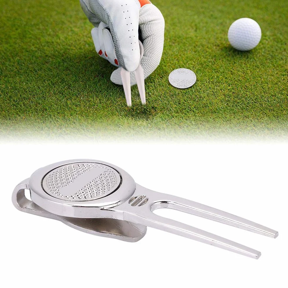 Vbest Life Herramienta Divot de Golf de aleación de Zinc con Marcador de Pelota magnético Accesorio de Golf D102 Silver