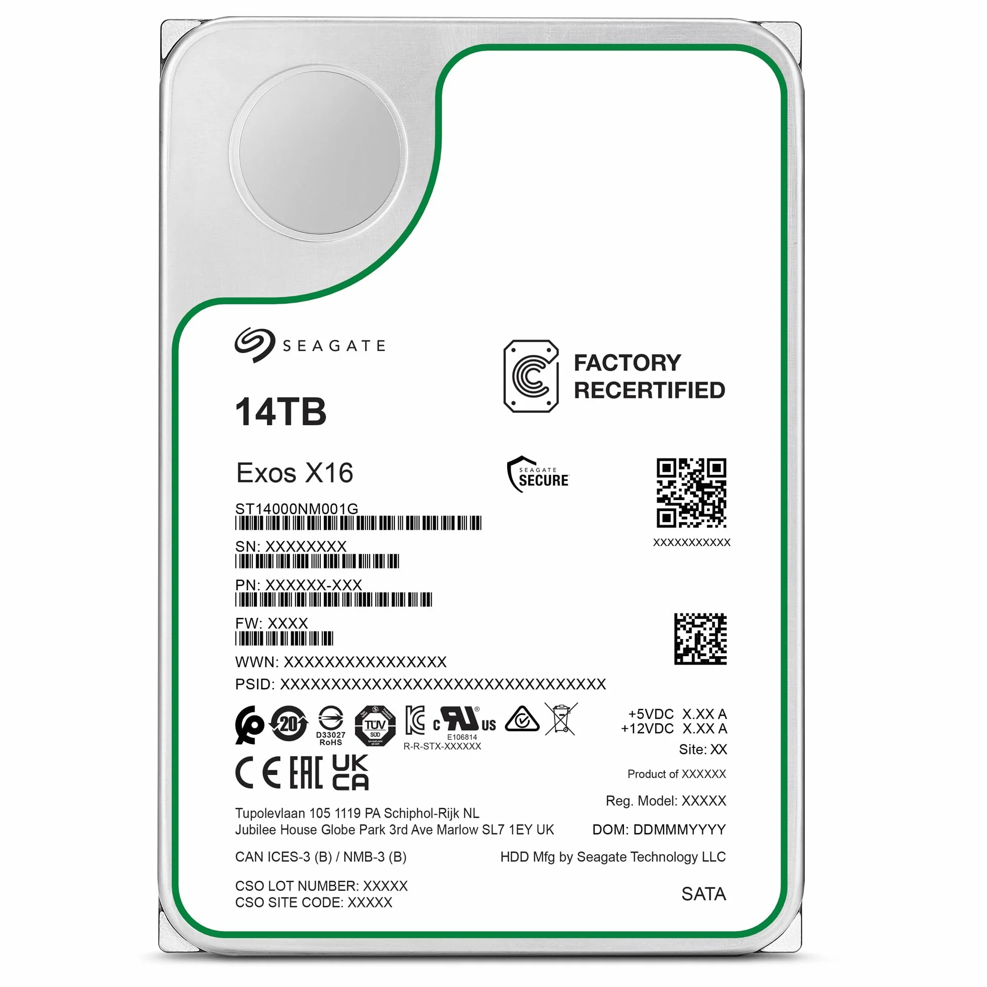 Dysk twardy Seagate Exos X16 ST14000NM001G 14TB 3.5 cala HDD SATA 6Gb/s 7200RPM 256MB