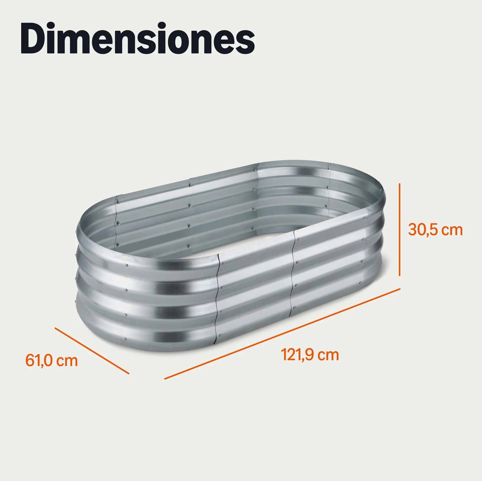Amazon Basics Huerta Elevada, Acero Galvanizado, 121,8 x 61 x 31,2cm, Paquete de 1, Plata