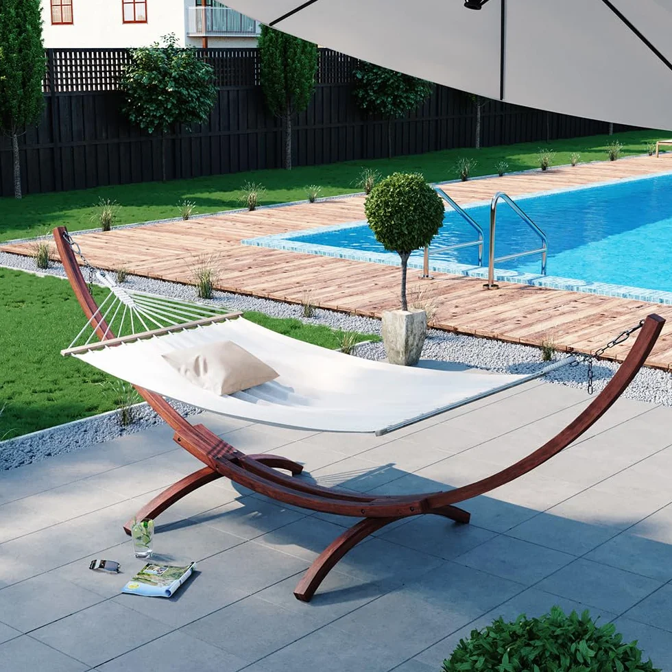 OK-Living Hamaca, Blanco, 190 x 120 cm | apto para uso en interiores y exteriores, compatible con soportes