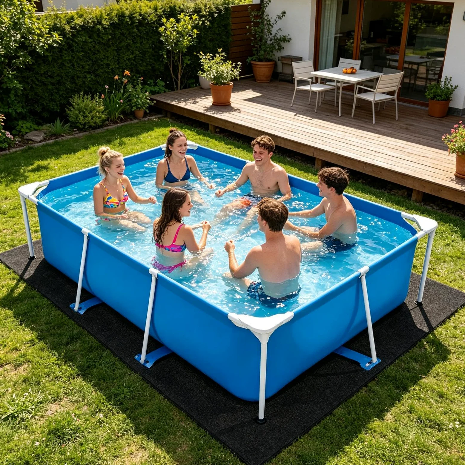 Esterilla protectora de suelo para piscina 400 x 400 cm gruesa cuadrada resistente