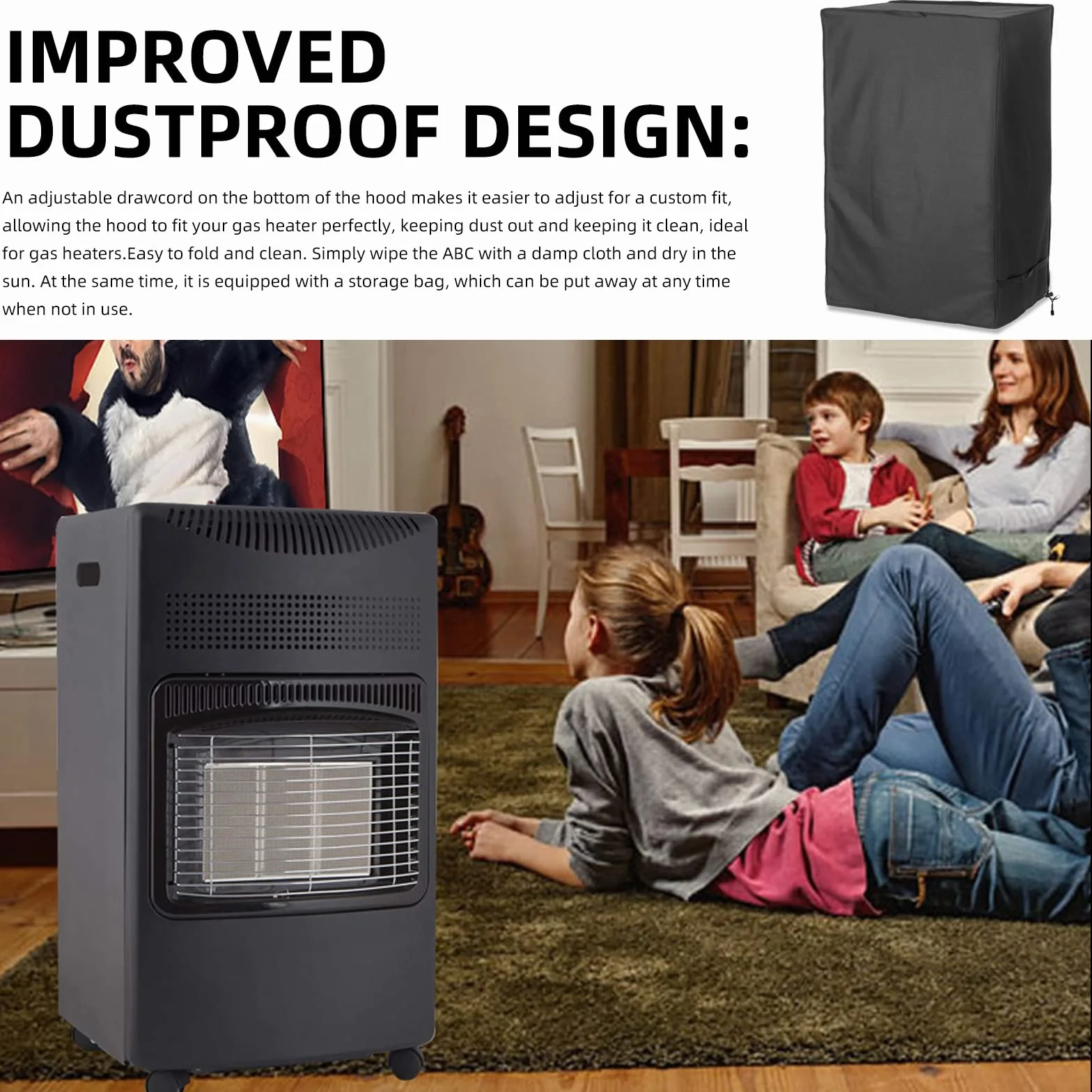 Fundas para Calentadores de Exterior, Funda Estufa de Gas, Cubierta Calentador Patio, 210d Oxford es Resistente al Polvo y al Agua, Ideal para Uso en Interiores y Exteriores (46x38x74cm)