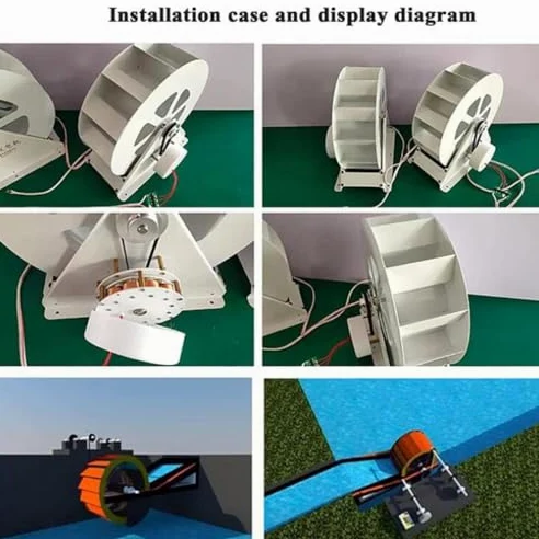 Generador de turbina de agua portátil, kit hidroeléctrico de flujo con funcionamiento silencioso para arroyos y ríos fuera de la red