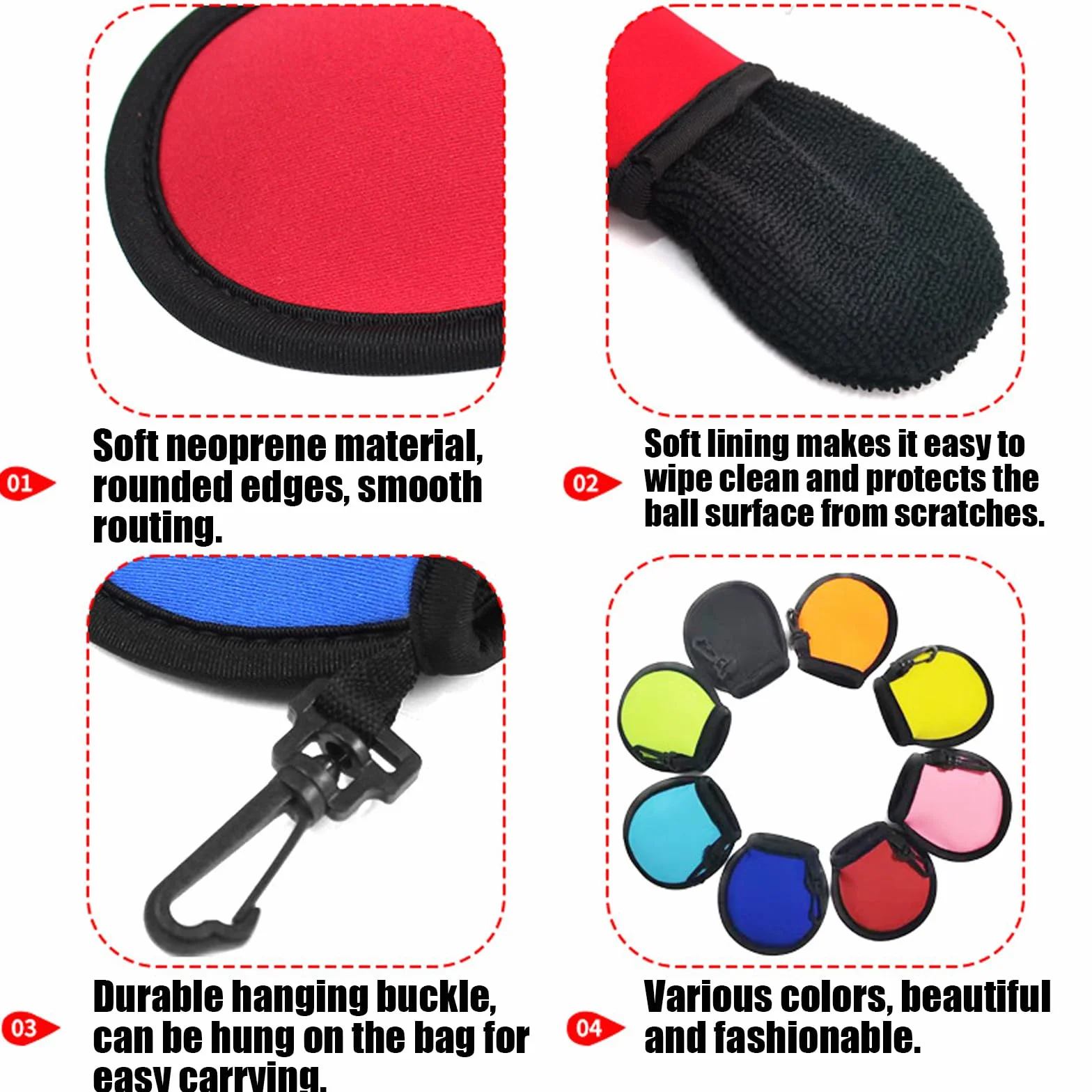 Bolsa de Limpieza de Pelotas de Golf 6 Piezas con Hebillas Negras, Portátil