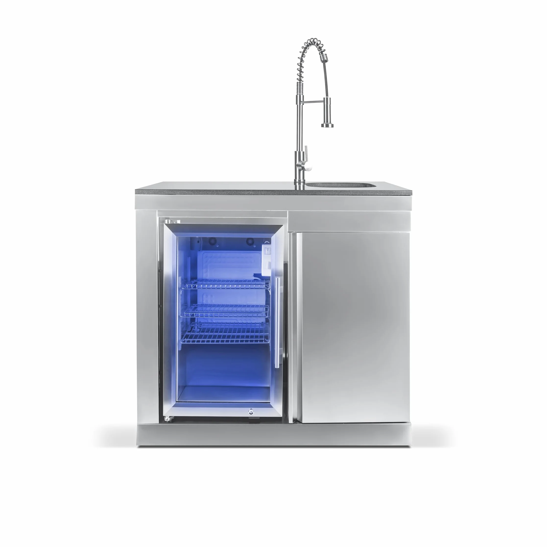 GORILLER® SG213 – Cocina para exteriores en acero inoxidable/plata, incluye asador y cubierta para la lluvia