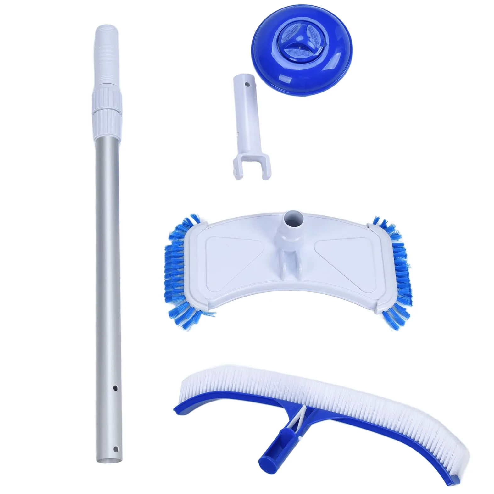 Cepillo de limpieza de piscina resistente con cerdas de nailon y clips EZ for limpiar paredes de piscina, azulejos y pisos, kit de cepillo de piscina de 18 pulgadas, kit de cepillo de piscina de 18 pu