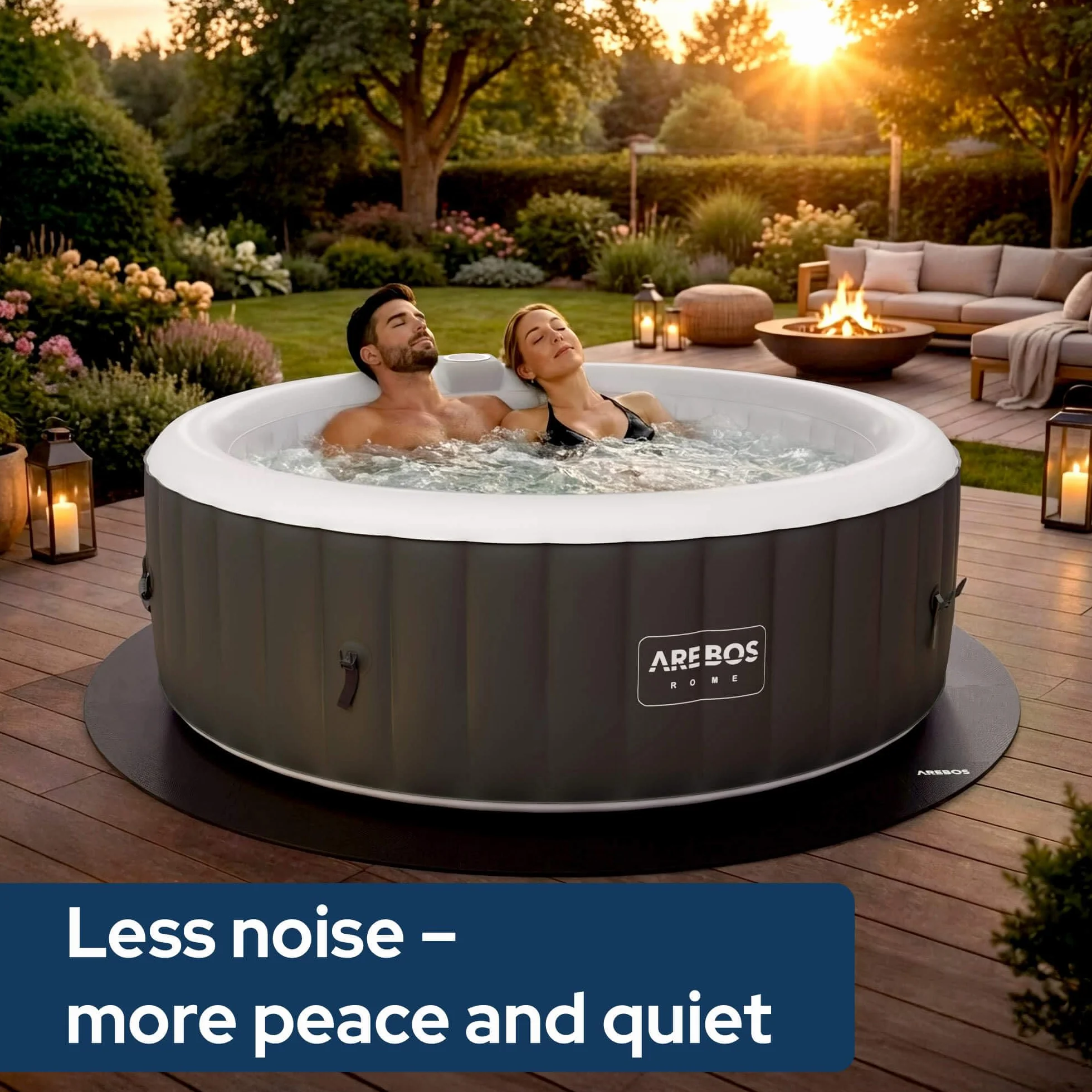 Arebos Esterilla Protectora Redonda Ø 200 cm para Piscina SPA Base EVA Antideslizante