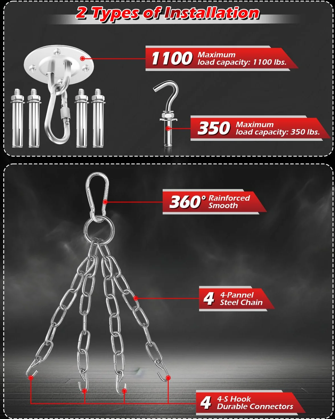 Sacco da Boxe 120cm per Adulti Appendere, Punching Bag per Kickboxing Muay Thai Karate