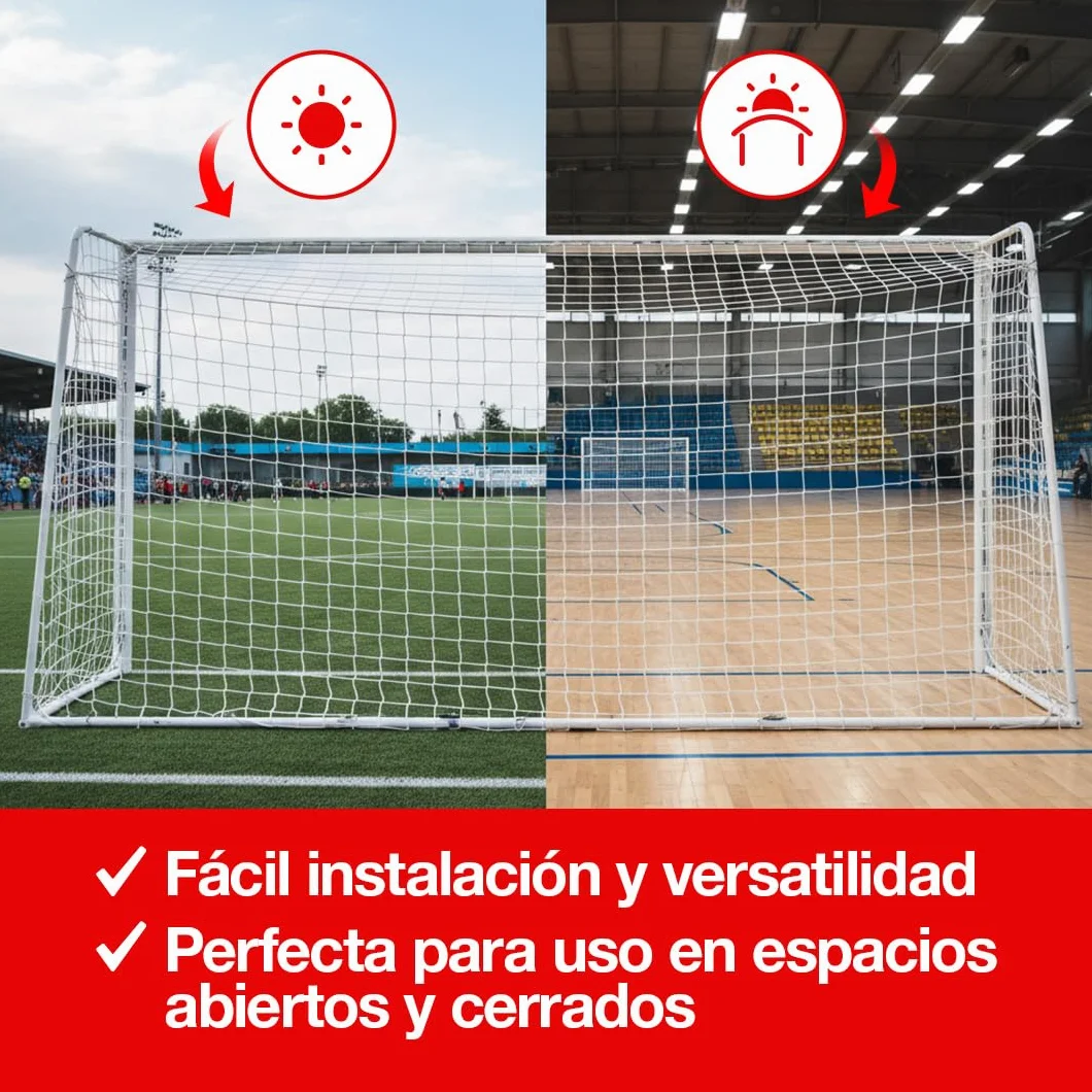 Juego de Red para Portería de Fútbol-7 6x2x1x1.50 m Blanco 2 Unidades