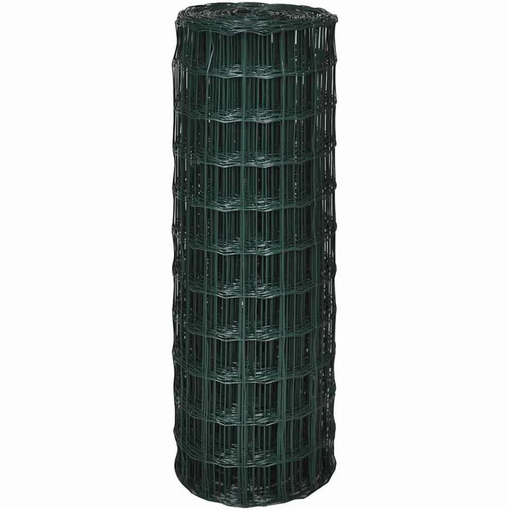Valla de jardín, malla de alambre, 10 x 0,8 m, alambre de acero robusto con revestimiento de PVC negro y verde para jardín, granja y construcción, protección visual duradera