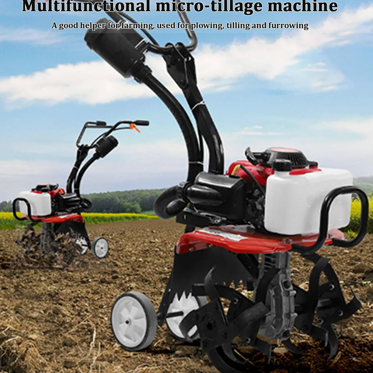 Motocultor De 4 Tiempos Para Jardín, Cultivador De Césped, Motocultor, Herramienta De Labranza a Gasolina: Ideal Para Jardín, Césped, Cultivo De Tierra, Desherbador Y Excavación.