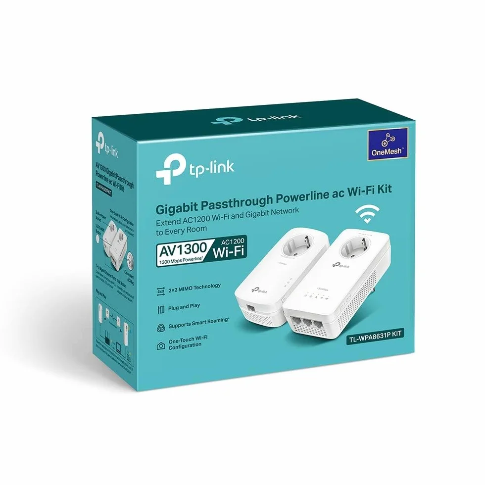 TP-Link TL-WPA8631P Kit Repetidor WiFi PLC Powerline AC1200 2.4GHz/5GHz 3 Puertos Gigabit Negro