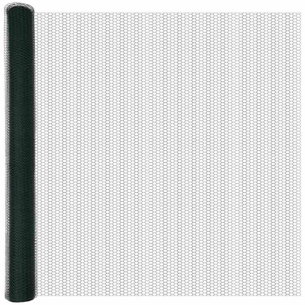 Valla de alambre soldada con base de hormigón, 25 x 1,4 m, color verde, acero recubierto de PVC, resistente a la intemperie, al óxido y a la corrosión, incluye postes y alambre tensor para