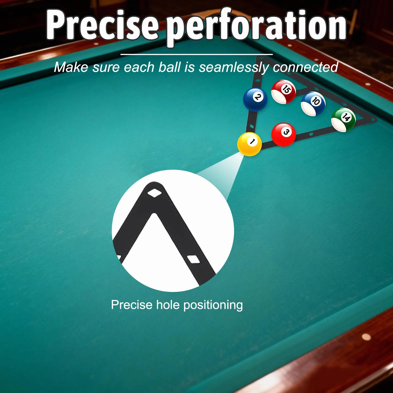 Juego de 6 plantillas de billar ultrafina para 8Ball, 9Ball y 10Ball – Triángulo preciso para alineación de bolas