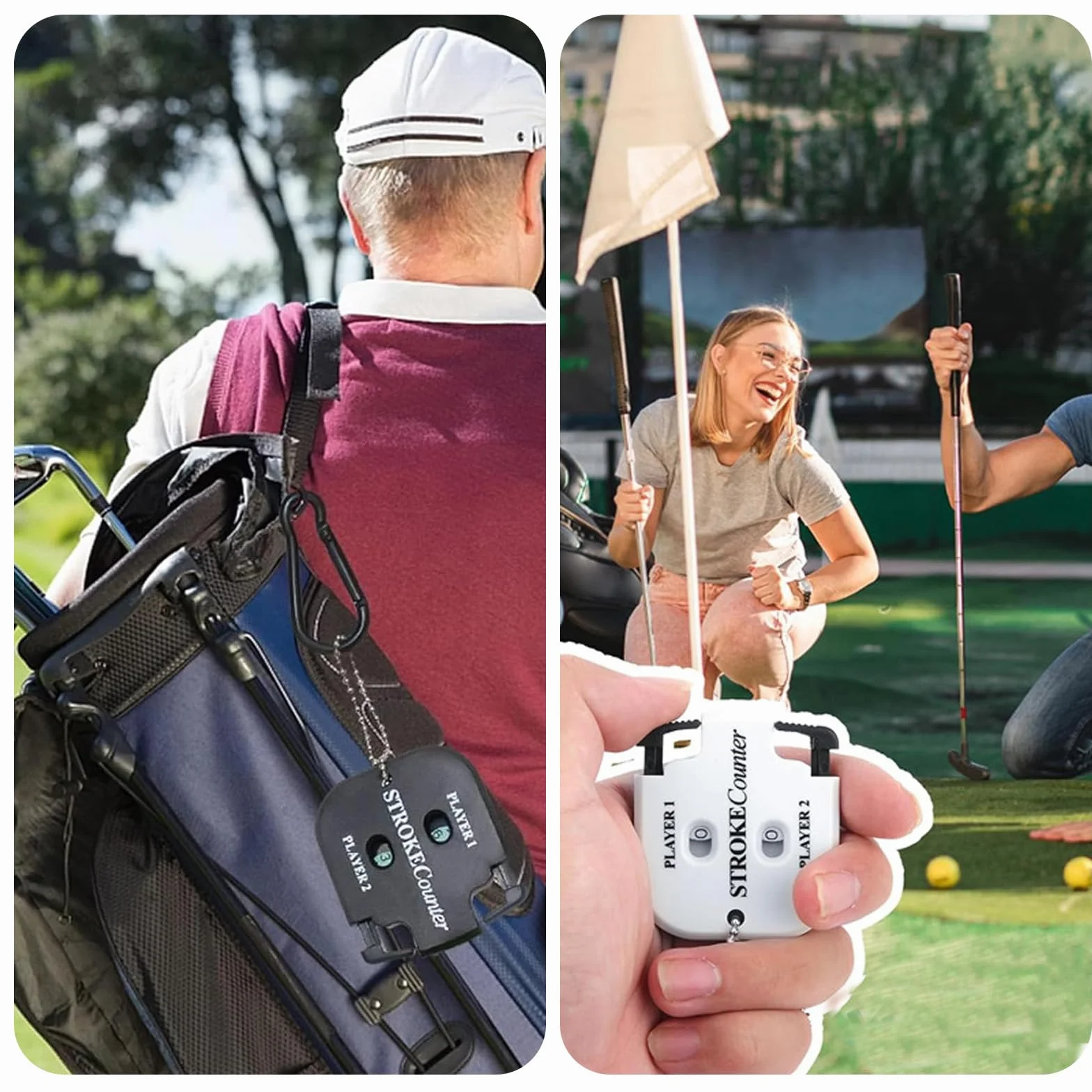 Contadores de Golpes de Golf Manual 2 Piezas Llavero Indicador de Puntuación Accesorios