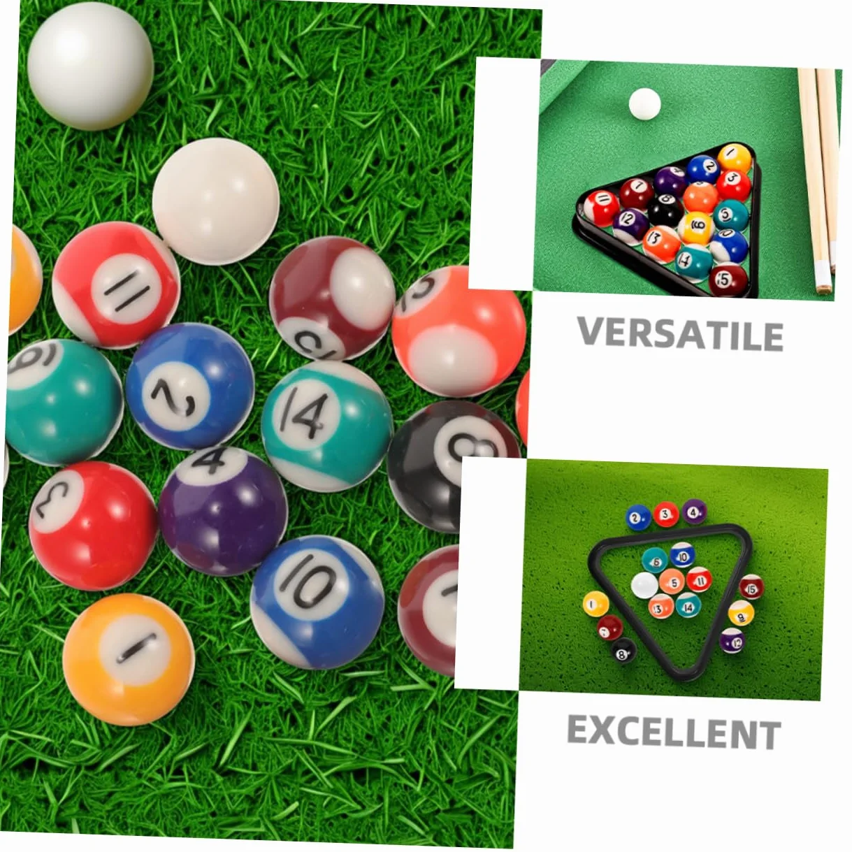 Juego de Bolas de Billar 17 Piezas Resina Mini Triángulo para Niños