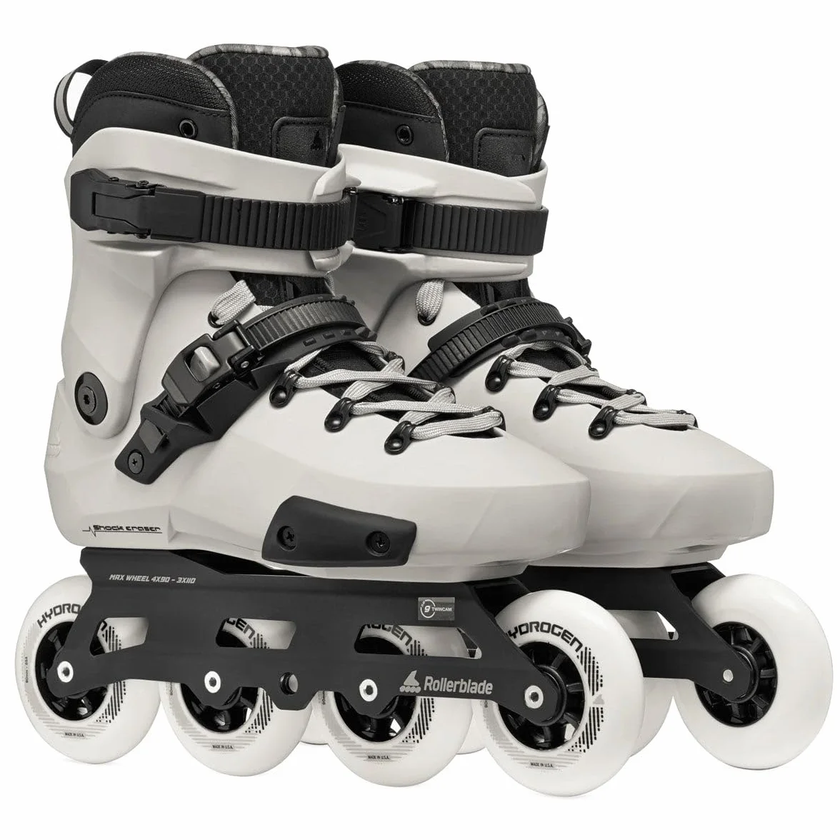 Rollerblade Patines Freeskate Urbanos Twister 90R 4x90mm Rocker Carcasa Rígida Guía Aluminio White Smoke Blanco Negro 43-44