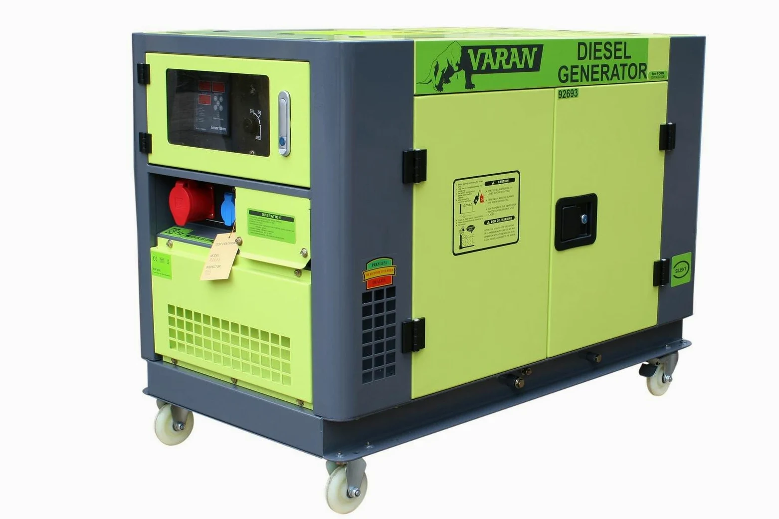 Varan Motors 92693 - Generador eléctrico diésel (silencioso, 10 kVA, 400 V, 230 V, 12 V, refrigerado por Agua)