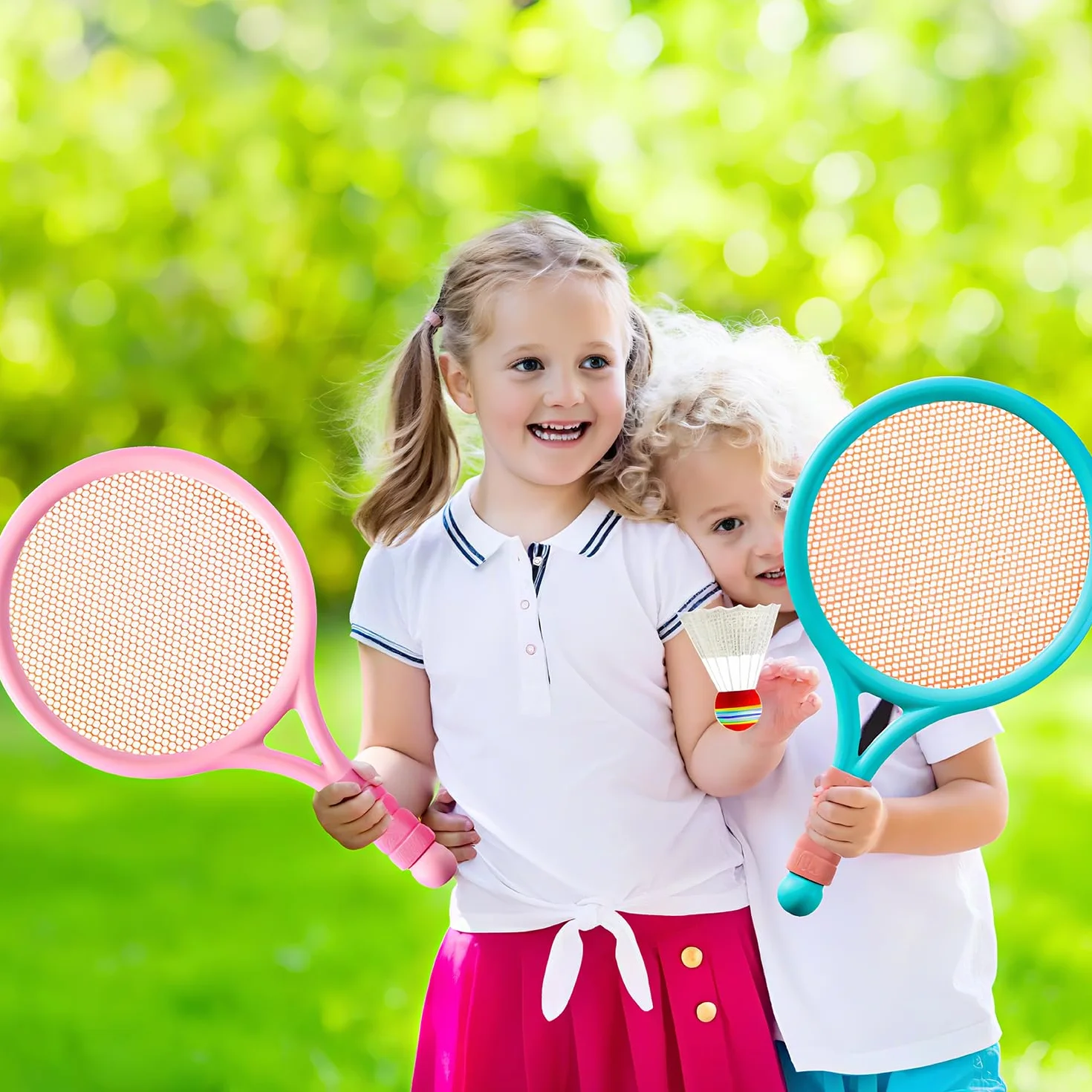 Raqueta de Tenis para Niños Interior y Exterior Azul Rosa