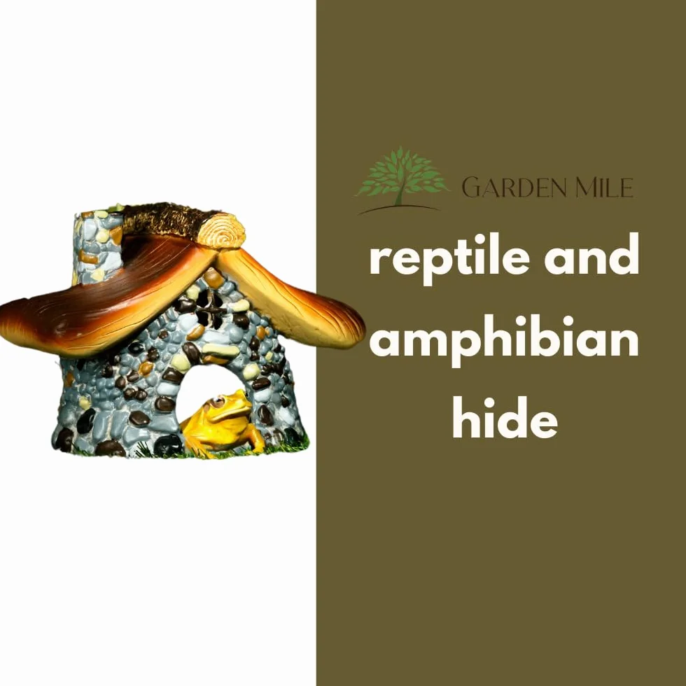 Garden Mile Casa de rana para estanque de jardín, accesorio de terrario de reptiles, escondites y cuevas de reptiles, casa de sapos, accesorios para reptiles, escondite de estanque grande, cueva