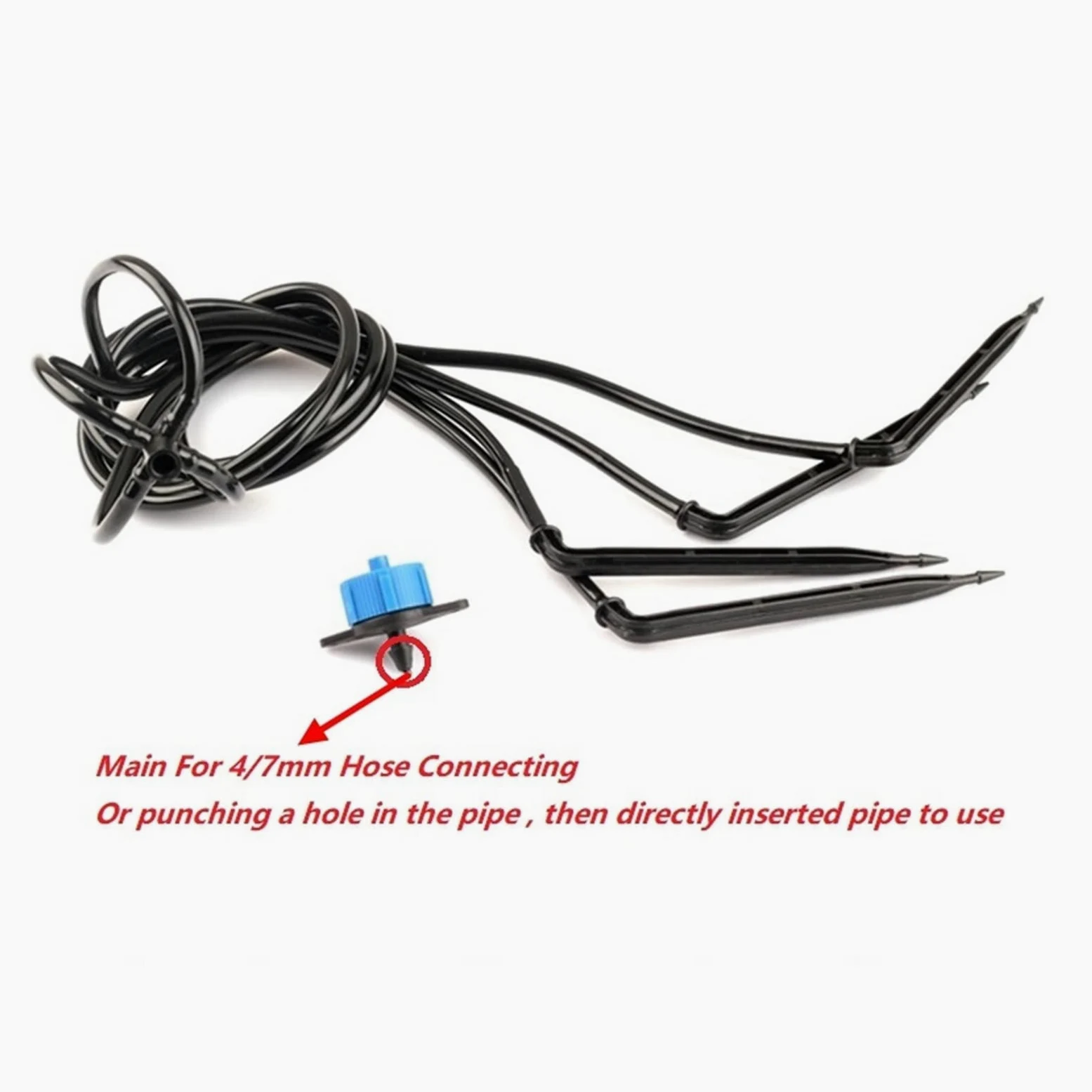 Adaptador de fontanería de jardín, kit de lanzador de flechas de goteo negro, sistema de riego de fresas, kit de lanzador de riego por goteo, riego de plantas en maceta + gotero de PC de 8