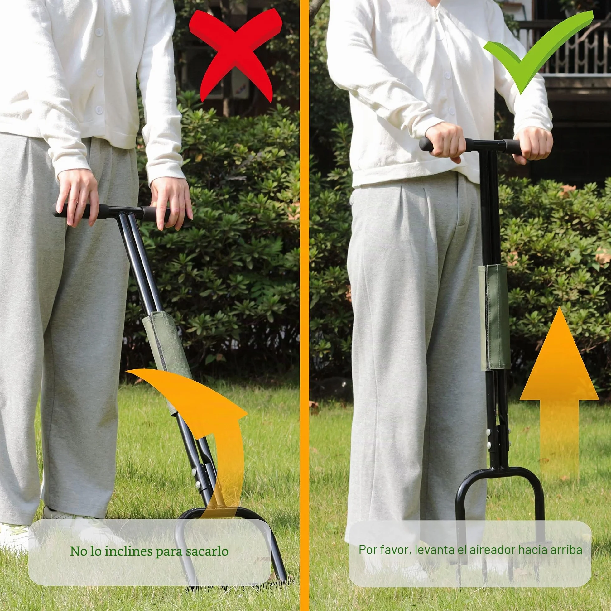 Gardzen, Aireador de Pinchos Resistente para Suelos compactados y césped, 90 x 28 cm, Negro