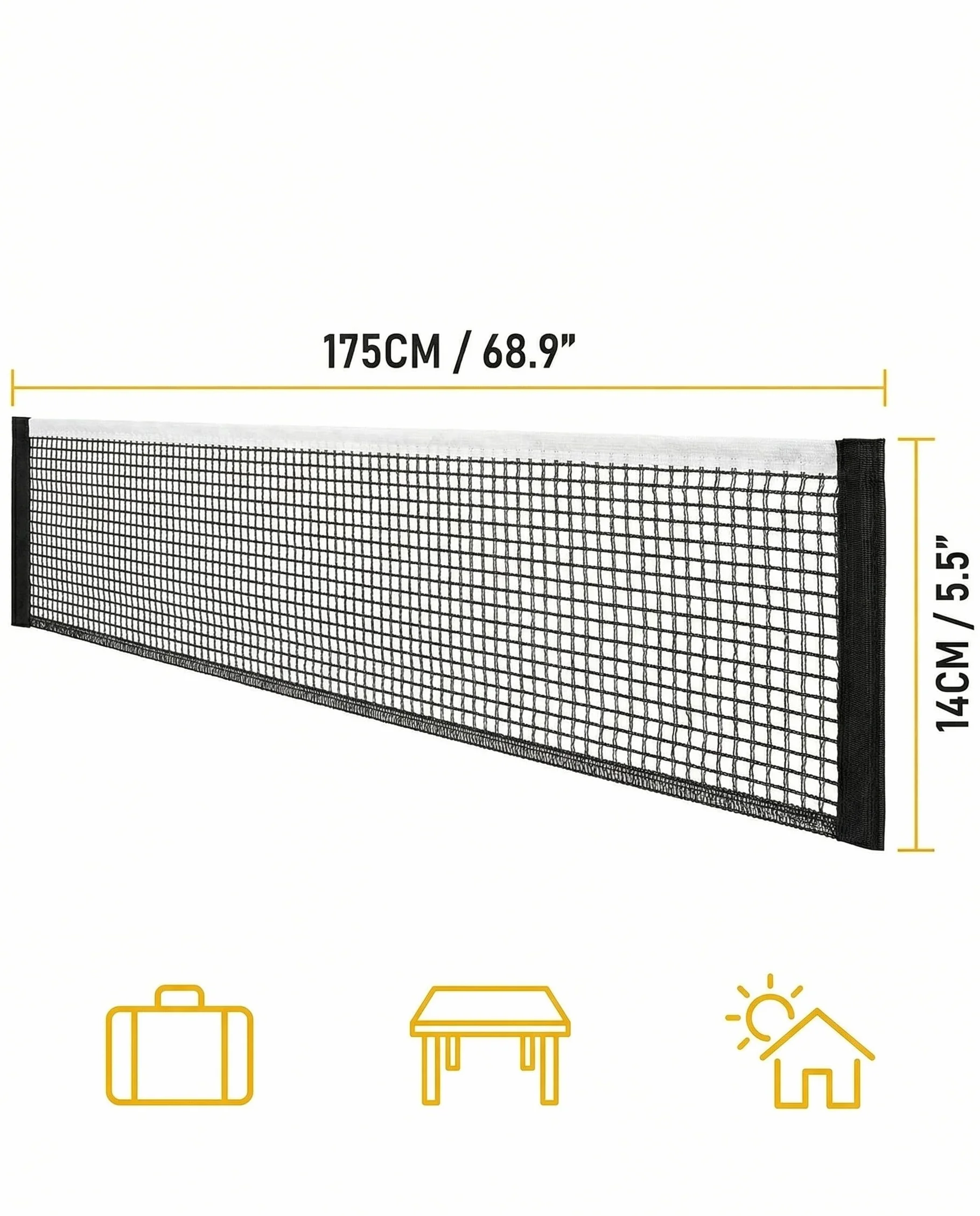 Red de Reemplazo de Tenis de Mesa Portátil Durable 1.75M Negra Universal