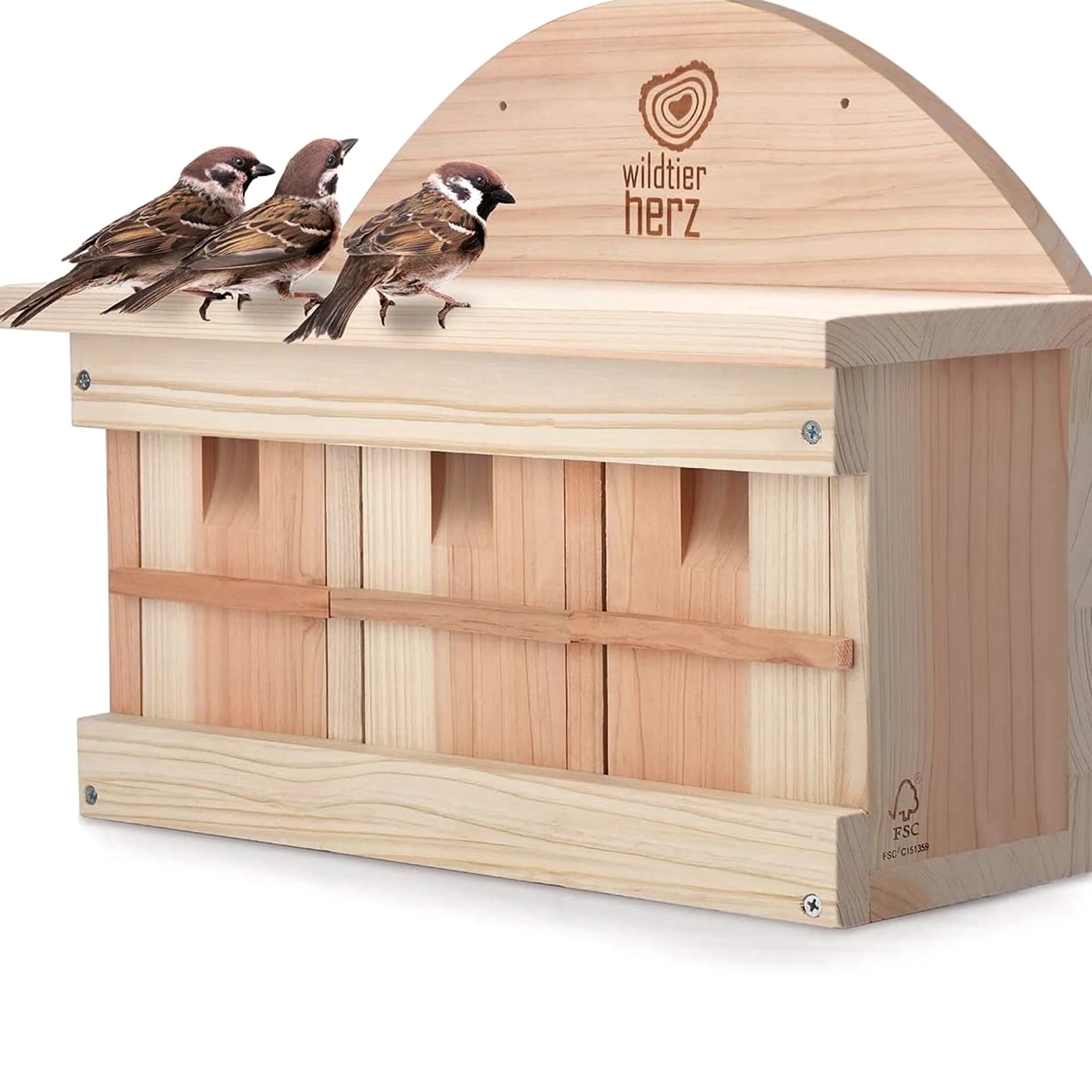 Wildtier Herz Nido de Madera para pájaros, Caja de Madera de 42cm x 32,5cm x 17cm, Atornillada, Sin Tratar, Resistente a la Intemperie, Provee un Espacio para anidar