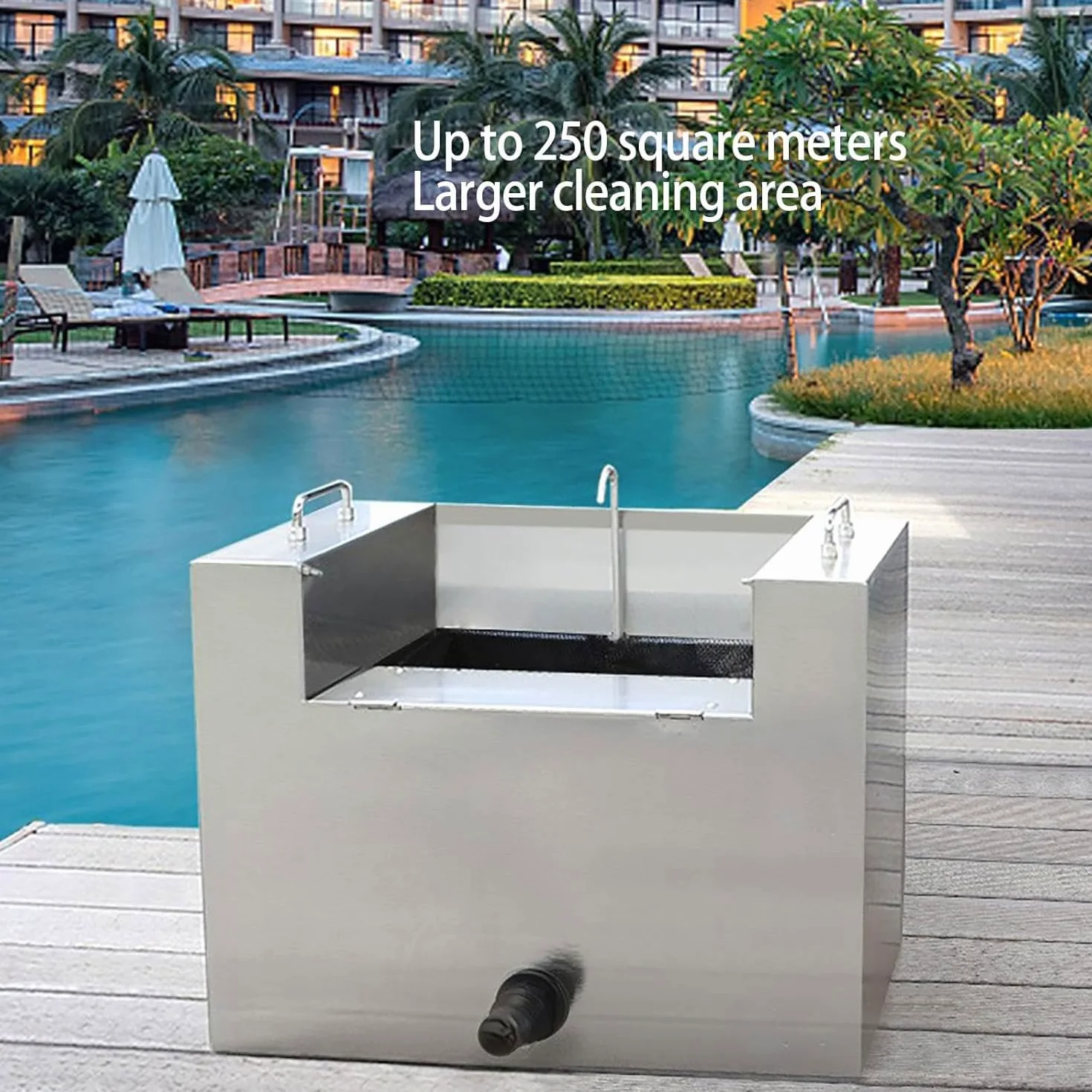 Espumador de estanque de acero inoxidable, colector de desechos multiusos, bomba de alto flujo limpiador automático para estanques de peces y piscinas, herramienta reductora de lodo resistente