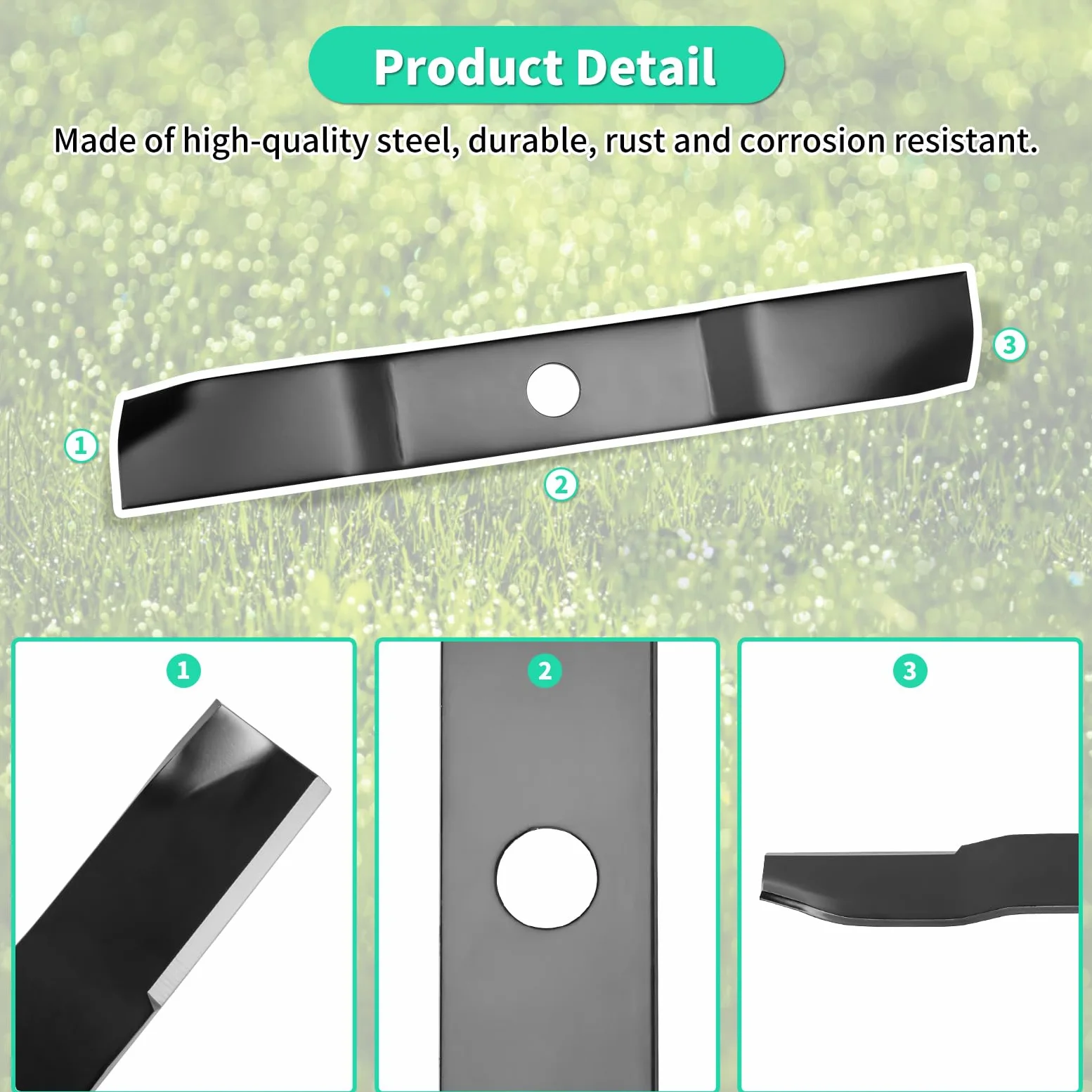 70000-00605 Cuchillas de cortacésped de alta elevación para cubierta de cortacésped de 54 pulgadas compatible con tractor de césped Kubota RCK54-18Z RC54-24B RC54-G20, sustituye a 70000-25004
