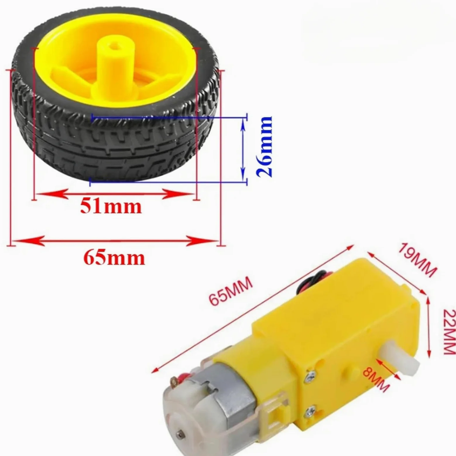 4 juegos 3v-6v Motor TT de plástico Robot de coche inteligente Motor de engranaje de doble eje 1:48 for rueda de Motor de engranaje de Chasis de coche inteligente Diy