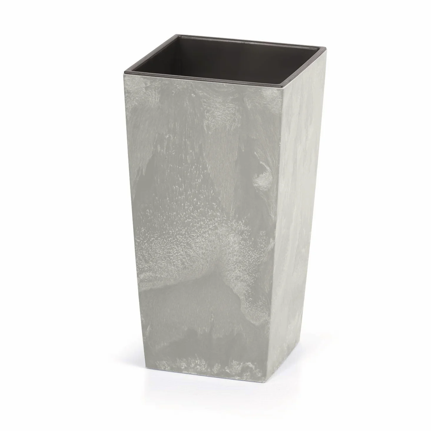 Prosperplast Urbi Square Beton - Maceta jardinera de hormigón, diseño de hormigón, 2 en 1, incluye maceta de plástico cuadrada (325 mm)