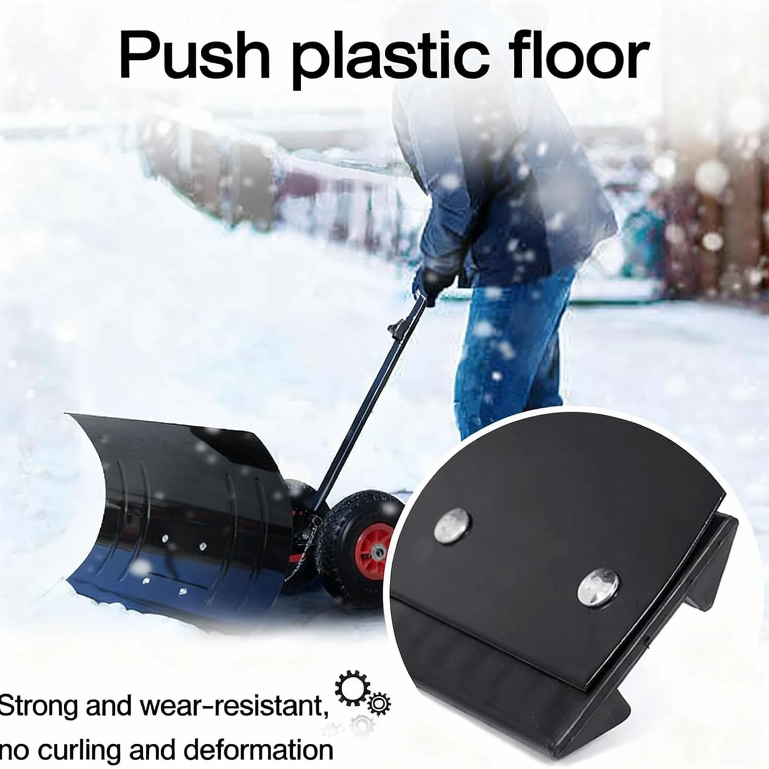 Pala de nieve manual con hoja extra ancha de 74 cm, altura ajustable en 5 posiciones, ideal para remoción de nieve en calzadas, pavimentos, jardines y césped