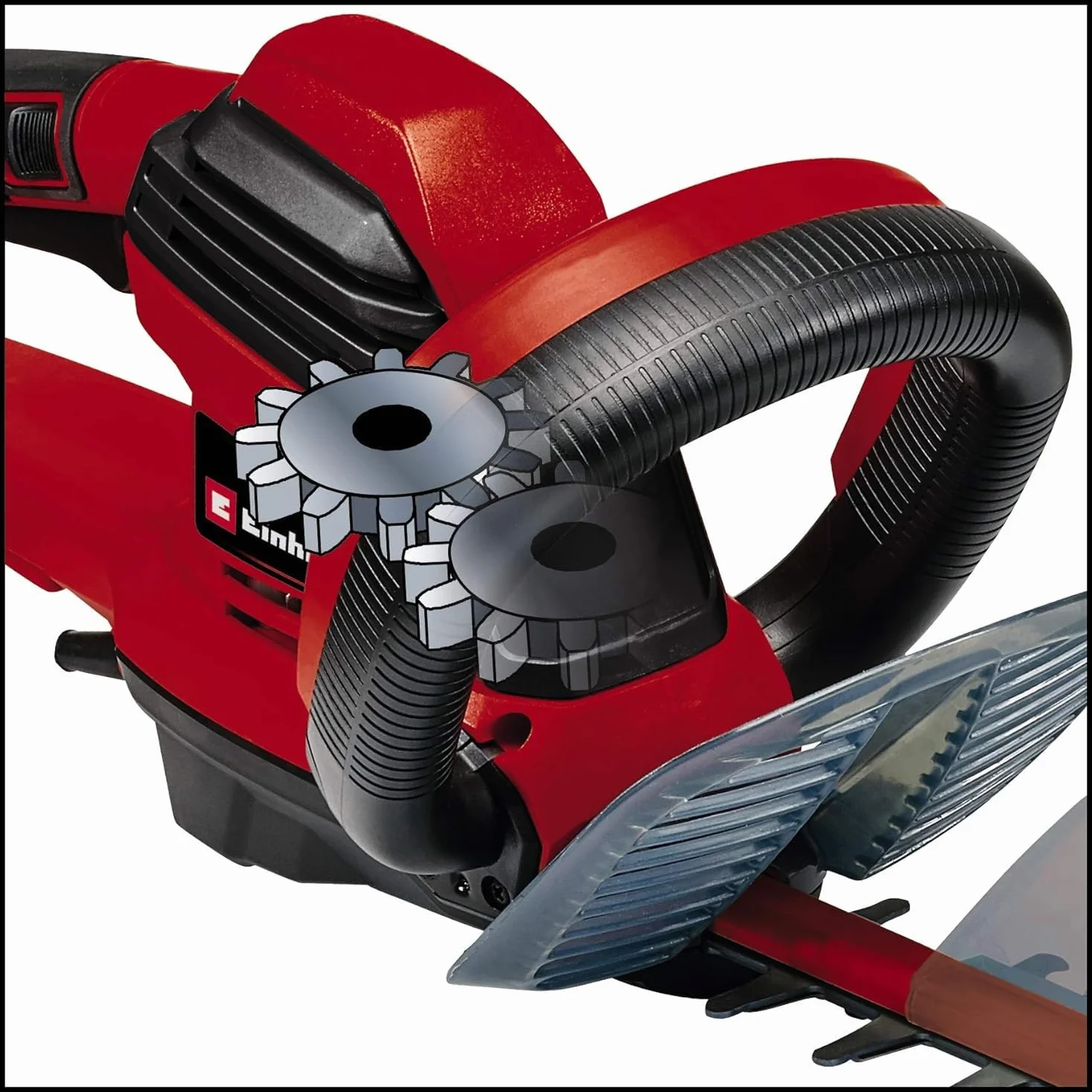 Einhell Cortasetos eléctrico GE-Eh 7067 (700 W, 670 mm de Longitud de Corte, 30 mm de Distancia Entre Dientes, recogedor de Recortes, Descarga de Cables)