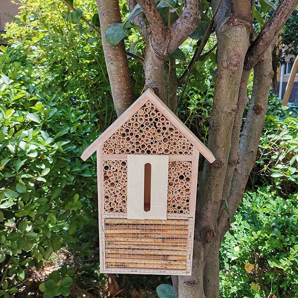 Hoteles de madera multi al aire libre del insecto de la calidad multi del hotel de la casa de la abeja de gran tamaño para Mariposas, escarabajos, colmenar-Tamaño 29,5 x 15 x 4 cm