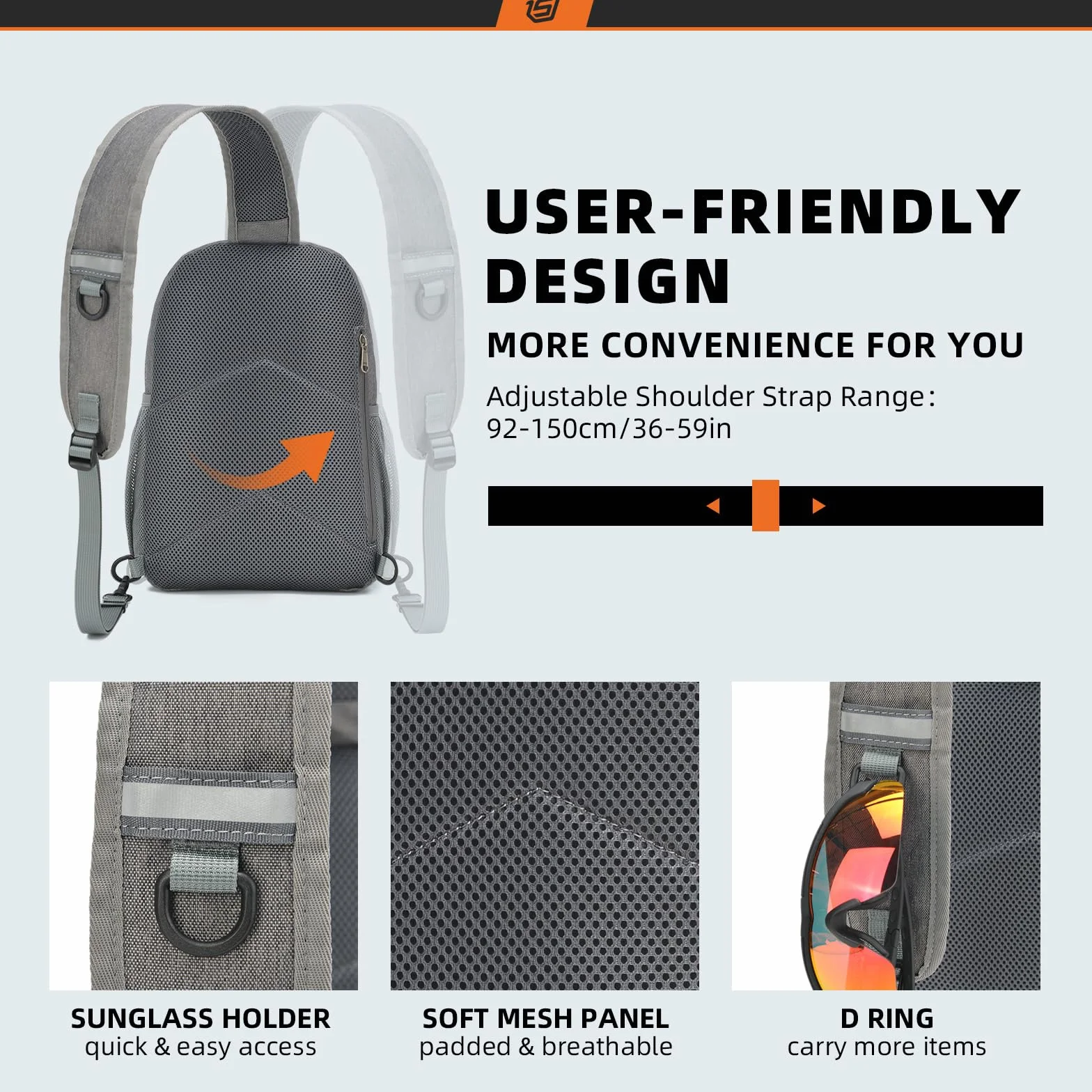 SKYSPER Bolsa de Pecho Impermeable Sling Bag para Hombres Mujeres Viaje Senderismo