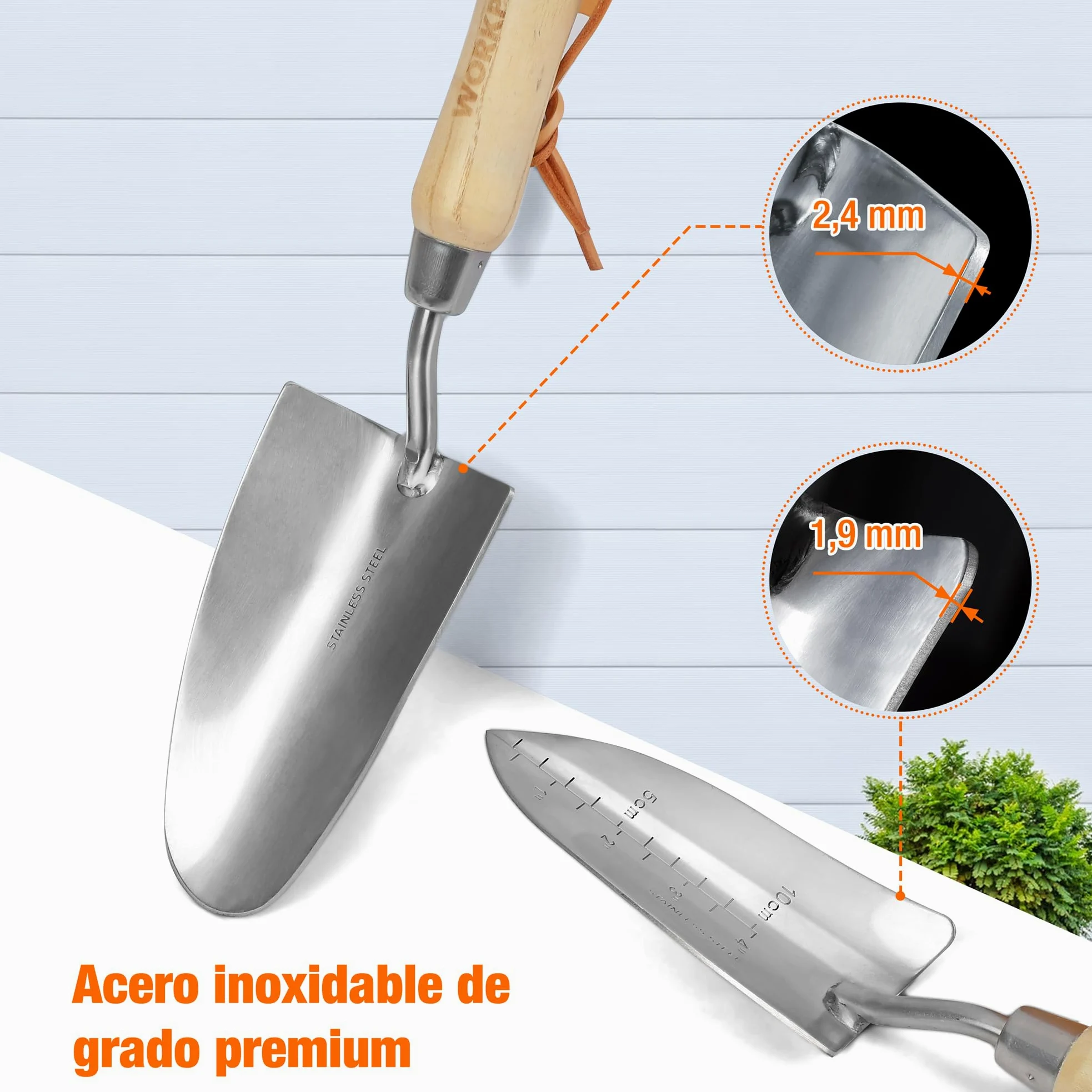 WORKPRO Juego de Herramientas para Jardín 8PC, Juego de Herramientas Jardinería de Acero Inoxidable, con Mango de Madera, Bolsa de Jardín