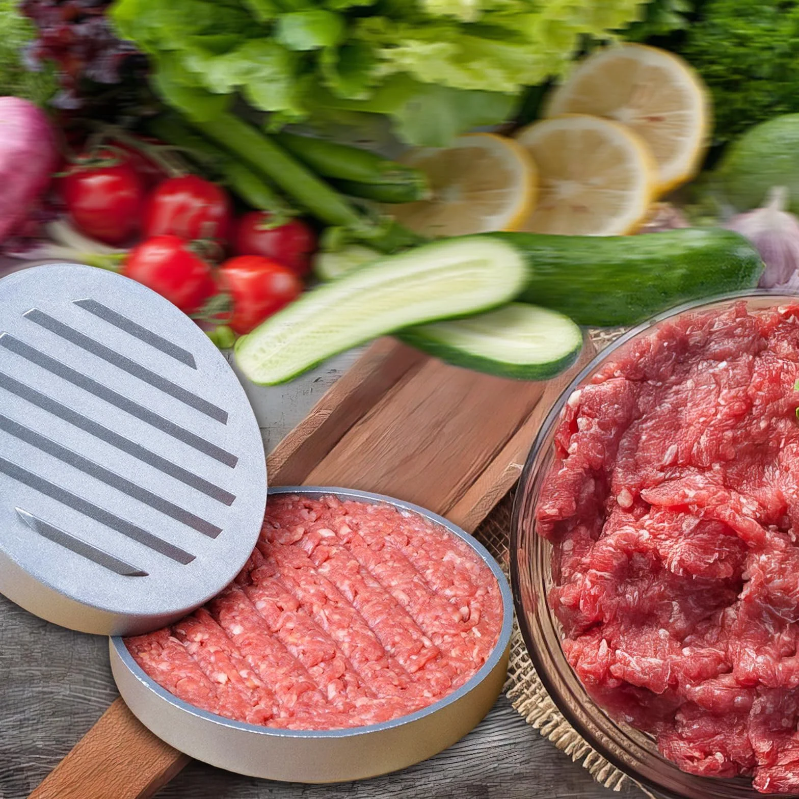 Hamburguesera con 100 hojas de papel para hornear, juego de prensa de hamburguesas de aluminio fundido para deliciosas hamburguesas, hamburguesas, barbacoas, prensa de hamburguesas con recubrimiento a