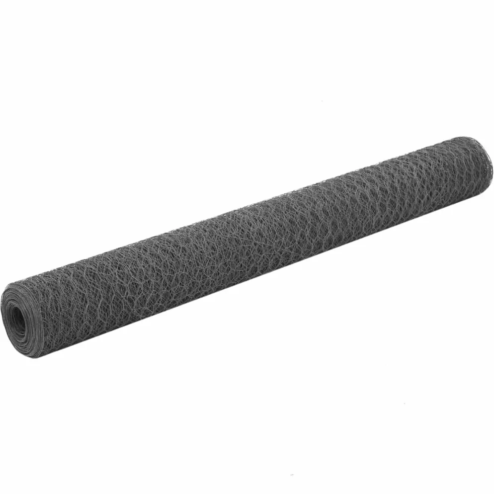 Alambrada de gallinero acero revestimiento PVC gris 25x1,2 m, Malla metálica para gallinero, Red de gallinero de acero, Alambrada de gallinero de acero resistente para proteger a tus aves de corral