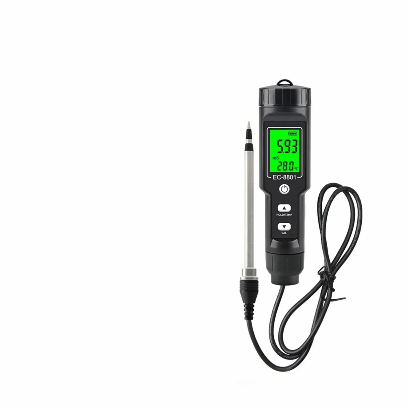 Termómetro Digital LCD multifunción for Suelos con CE, Resistente al Agua, retroiluminación y sonda Desmontable.
