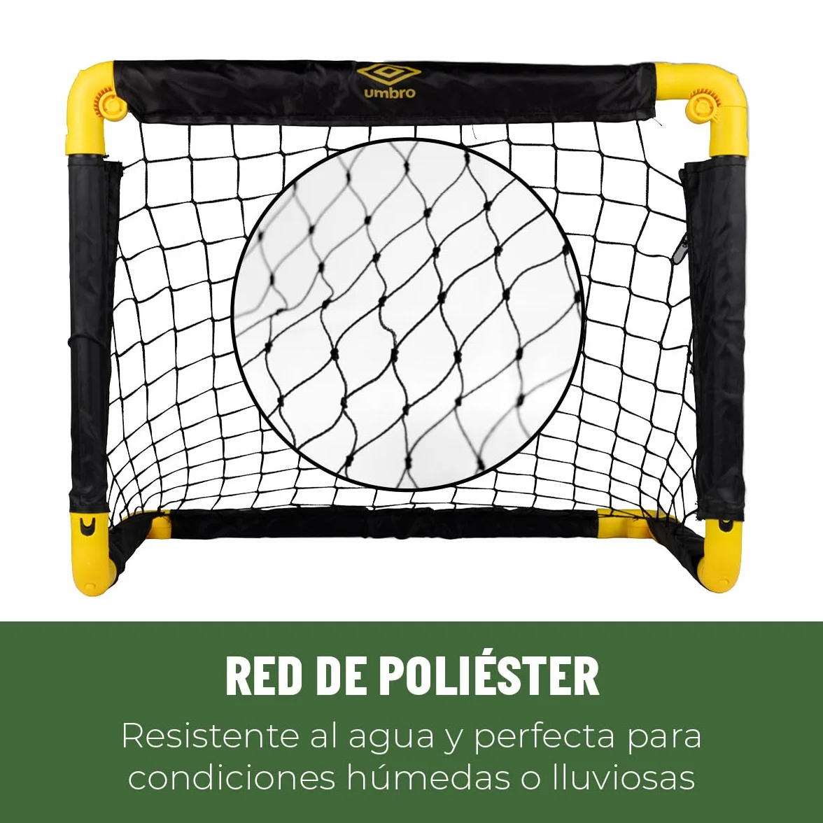 Umbro Portería de fútbol plegable 50x44x44 cm para jardín niños adultos interior exterior Negro/Amarillo