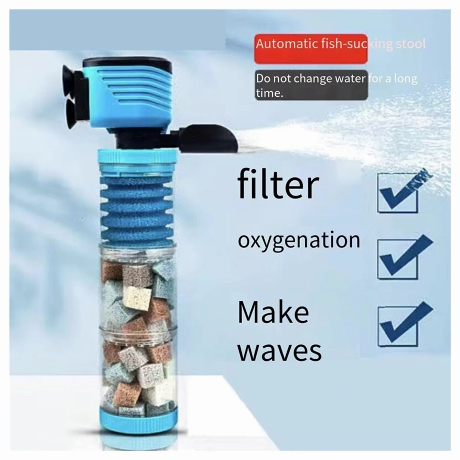 Filtros Piscina, Filtro De Tanque De Peces, Cambio De Agua Gratuito, Bomba De Filtro De Circulación De Purificación De Agua Tres En Uno Incorporada, Tanque De Peces Pequeño Ultra Silencioso(Nero)