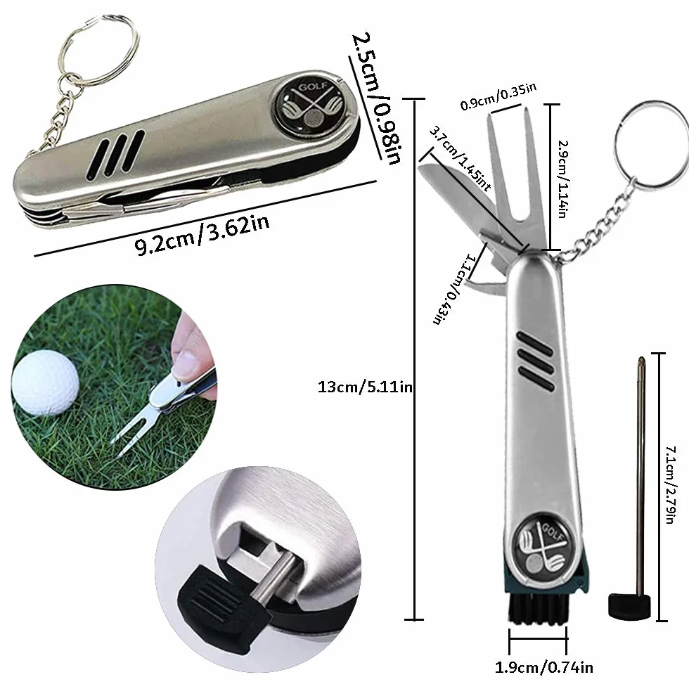 Accesorios de Golf Kit de Limpieza Cepillo Toalla Herramienta Reparación Plegable Marcador