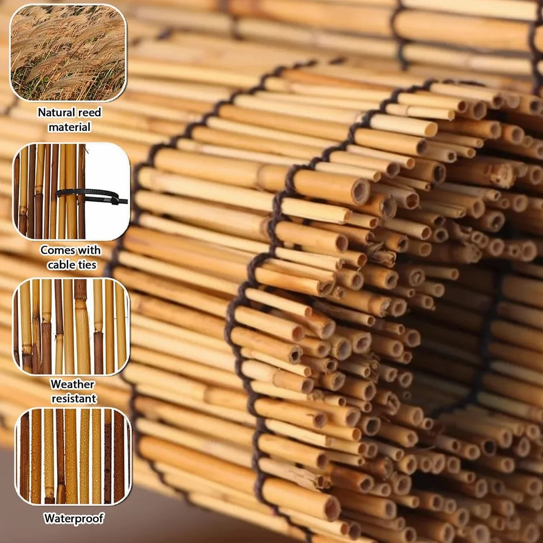 Rollo de Valla Cañizo, Natural Valla de Bambú for Jardín Exterior Piscinas Techos y Patios, Pantalla de Valla Caña Resistente a La Intemperie Y La Privacidad(Marrón,H150cmxL1000cm)