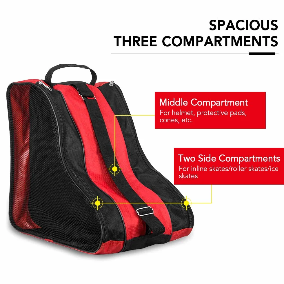 Lixada Bolsa Patines Mochila 3 Capas Transporte Transpirable 4 Ruedas