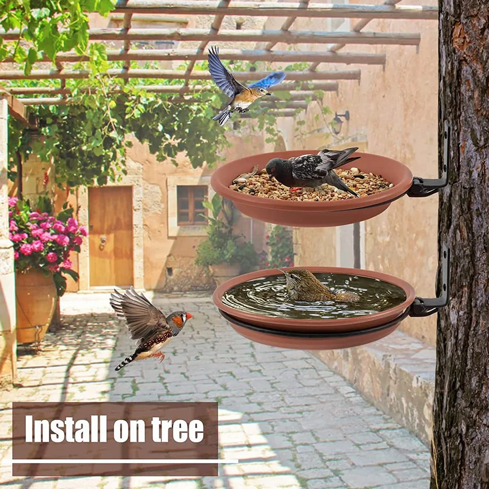 2 PCS Comedero y Bebedero Pajaros Silvestres Exterior 2 en 1, Bano para Pájaros, Montado Comedero Pajaros Exterior Colgante, Bird Feeder, Comedero para Colgar los Pájaros